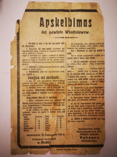 1915 m. skelbimas prieš restauravimą