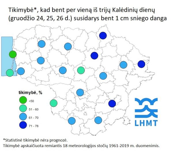 sniego tikimybė Lietuvoje