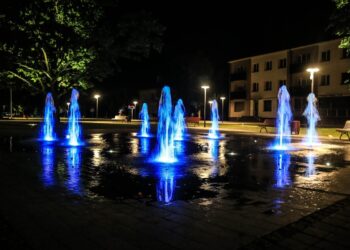 Bus išjungiamas Vilkaviškio fontanas ir reguliuojamas apšvietimo intensyvumas nakties metu
