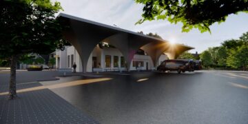 Šakių autobusų stoties projekto vizualizacija