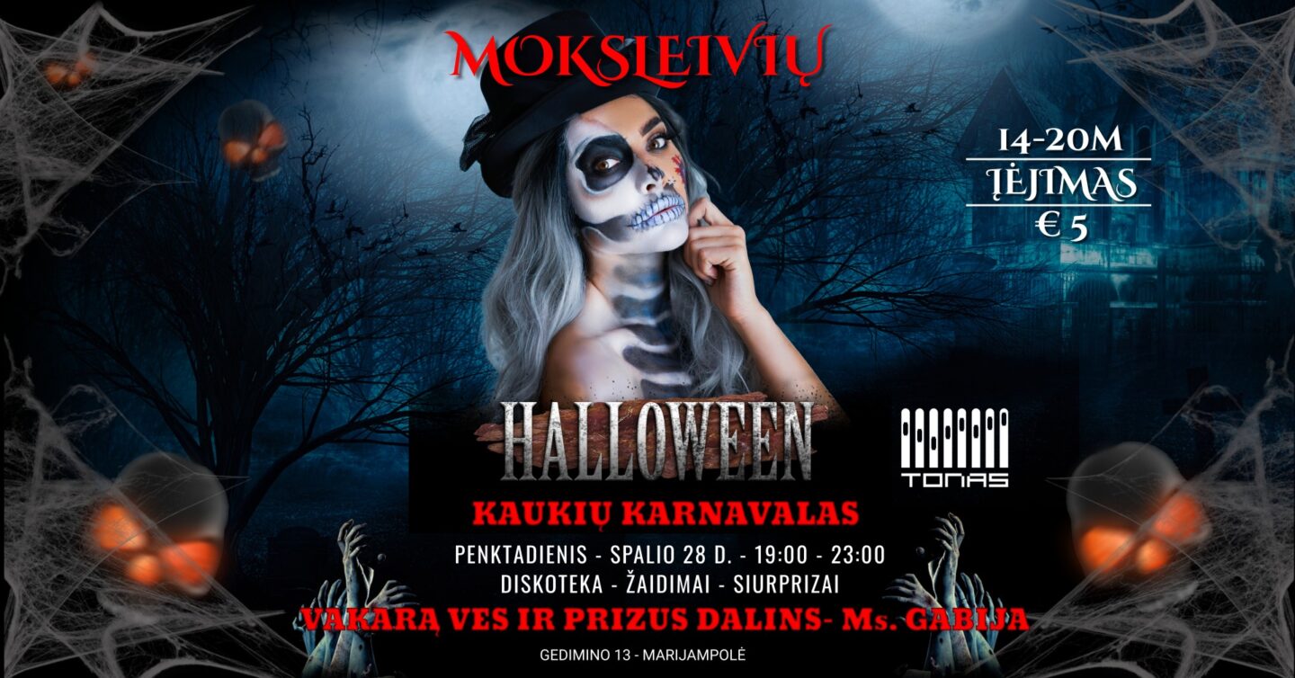 Moksleivių Halloween kaukių karnavalas