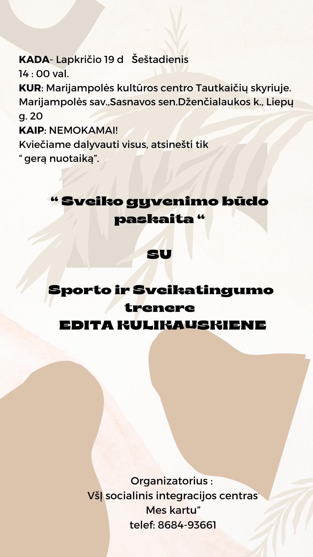 Sveiko gyvenimo paskaita