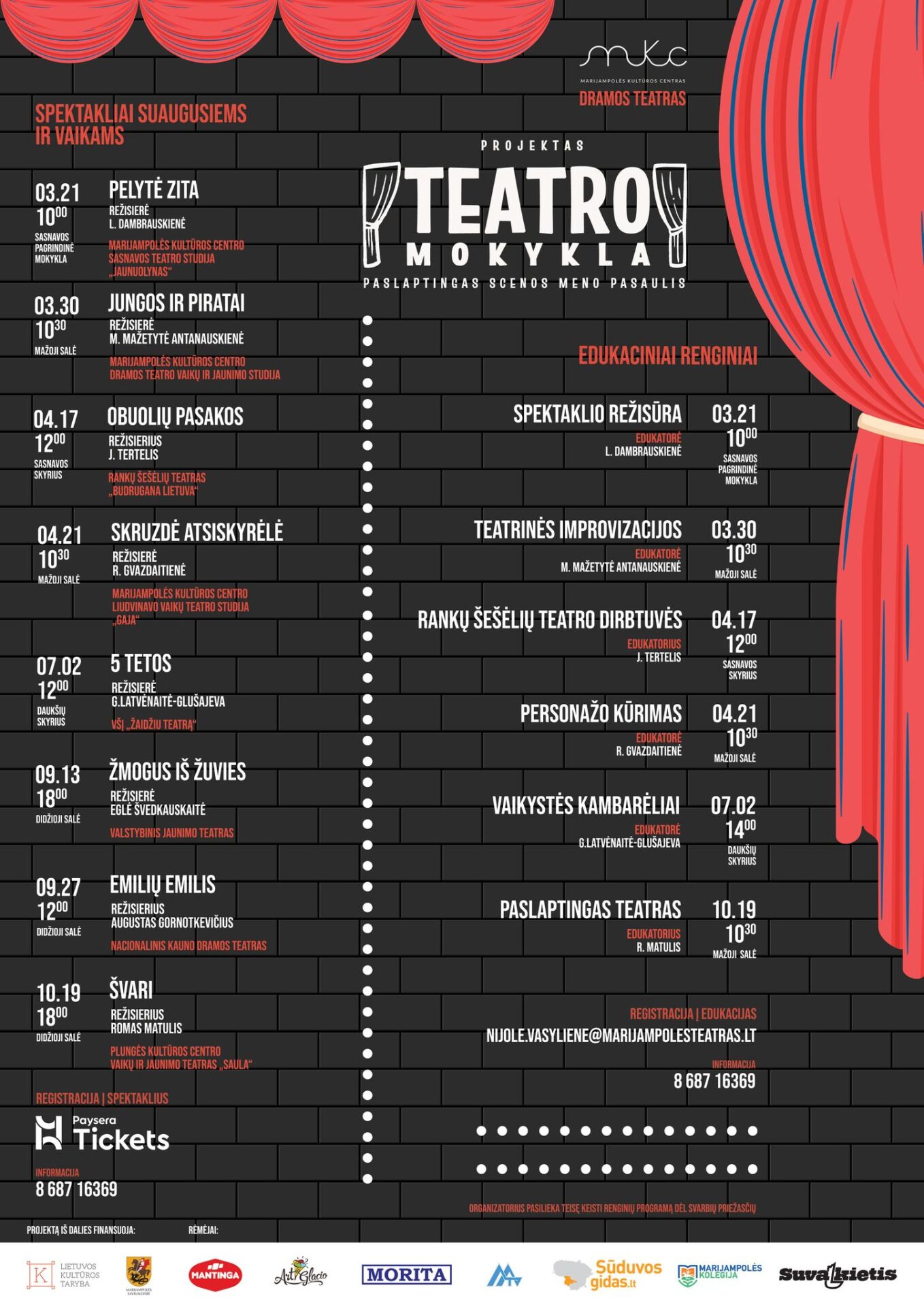 Projekto „Teatro mokykla“ renginiai
