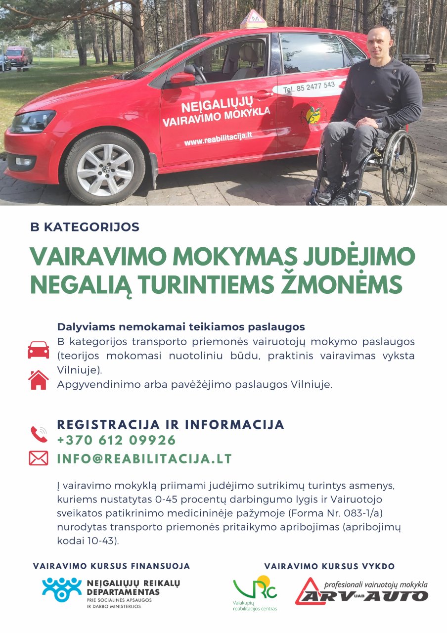 Vairavimo mokymas judėjimo negalią turintiems asmenims