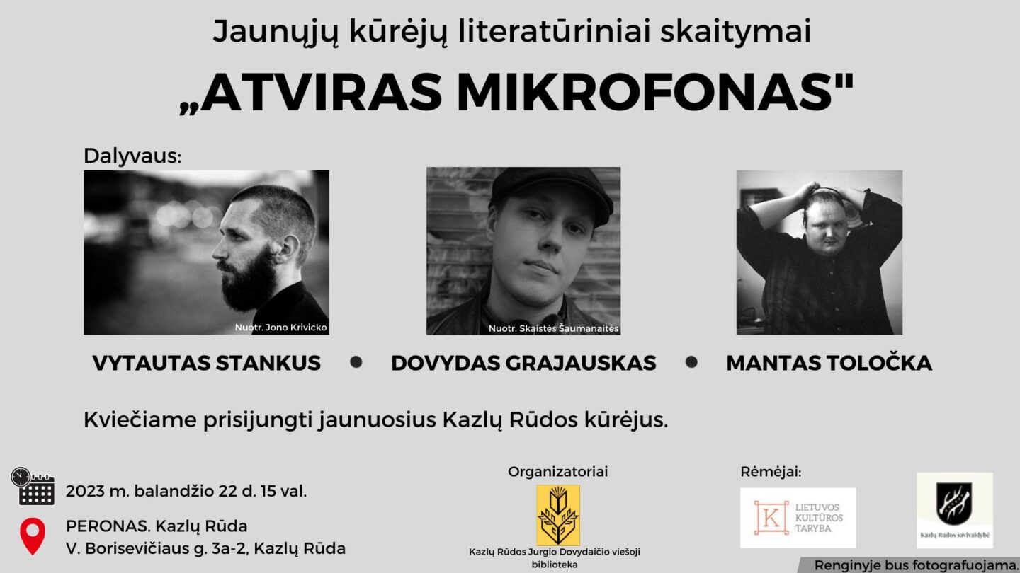 Jaunųjų kūrėjų literatūriniai skaitymai „ATVIRAS MIKROFONAS“