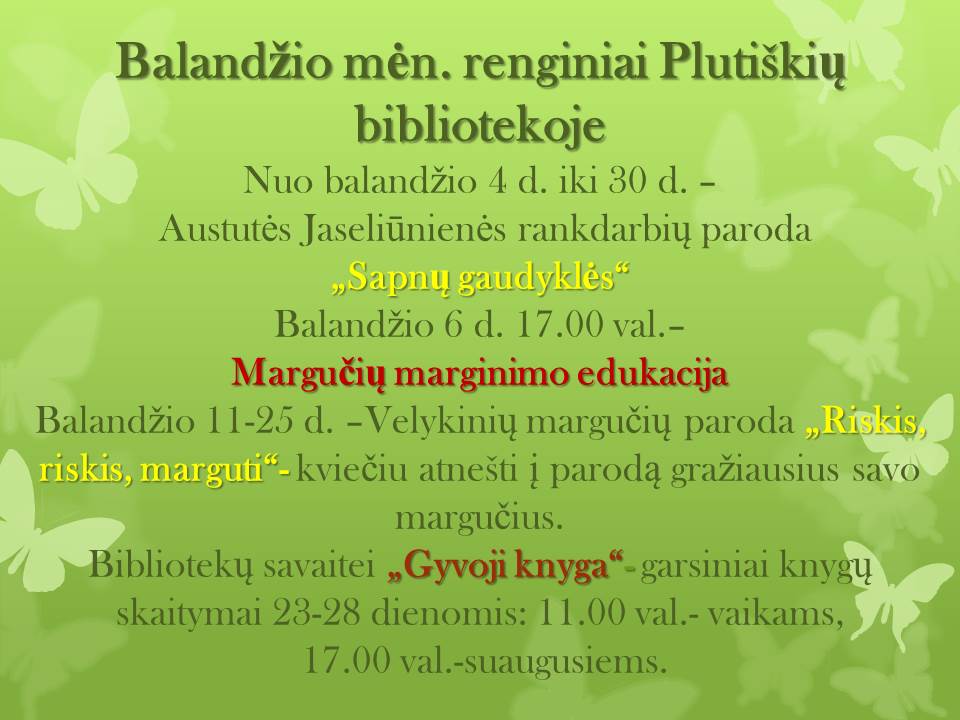 Renginiai Plutiškių bibliotekoje