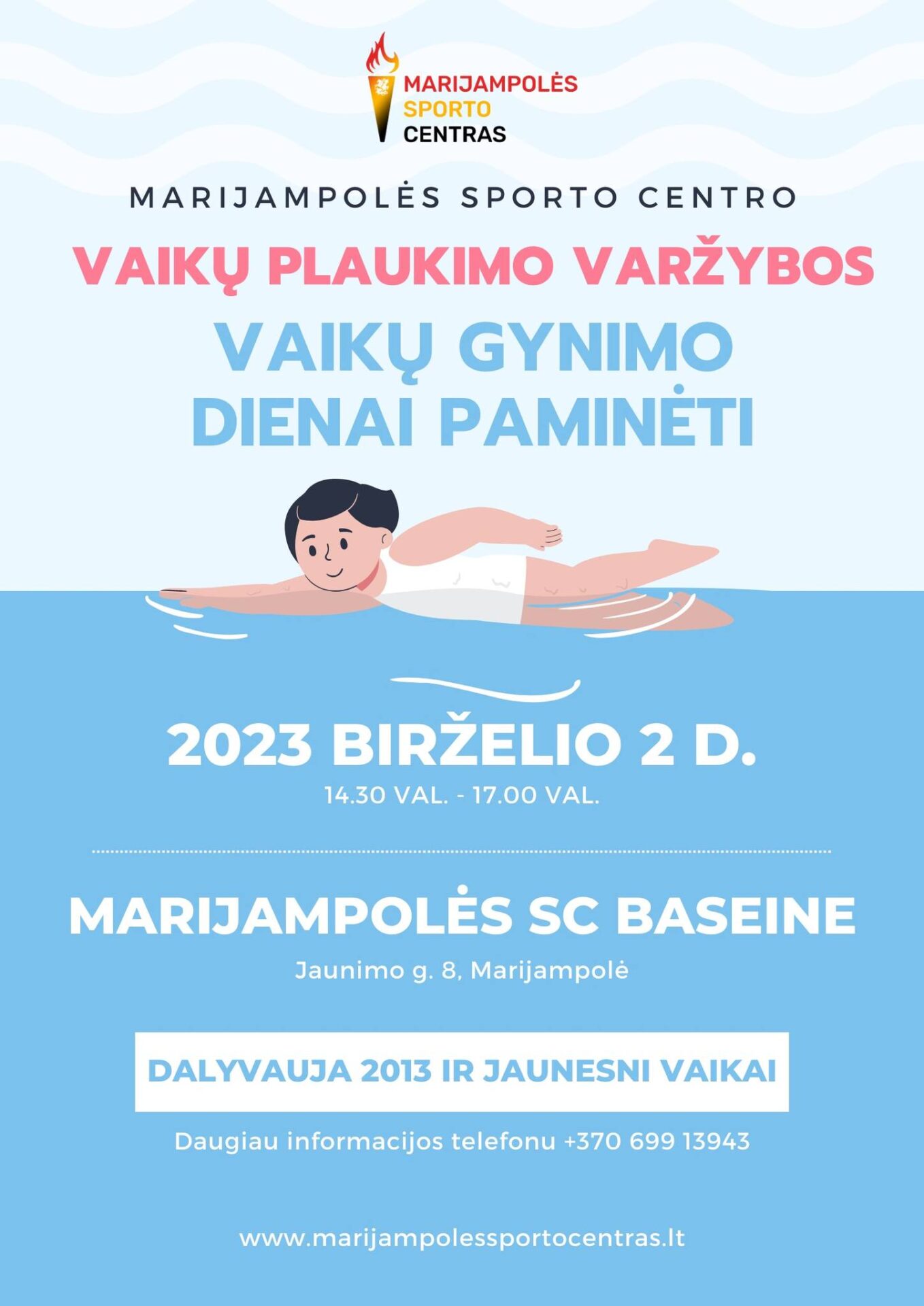 Marijampolės sporto centro vaikų plaukimo varžybos vaikų gynimo dienai paminėti