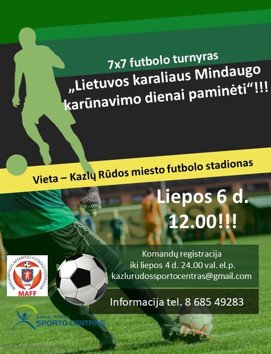7×7 futbolo turnyras Lietuvos karaliaus Mindaugo karūnavimo dienai paminėti