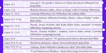 Jurgio Dovydaičio viešosios bibliotekos mėnesio renginiai
