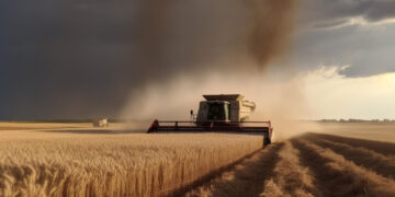 Šakių rajone liepsnojo kombainas