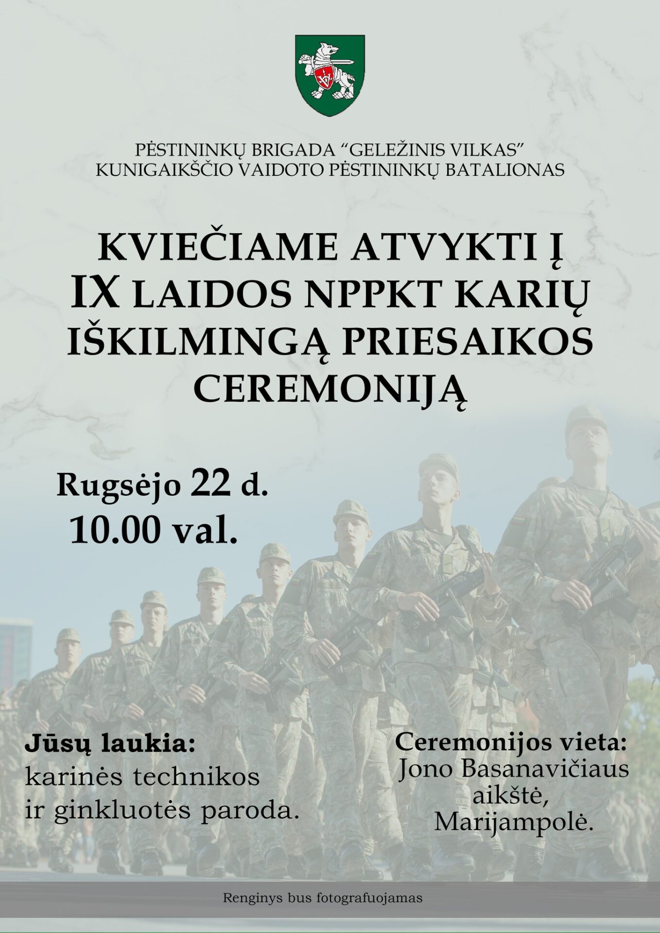 IX laidos NPPKT karių priesaikos ceremonija