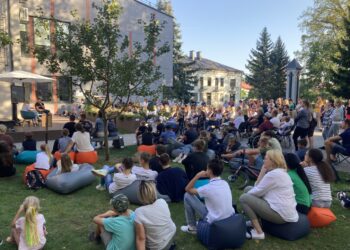 Pasiklausyti Aurimo Valujavičiaus susirinko sausakimšas Žinių kiemelis