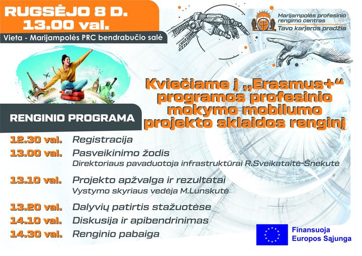„Erasmus+“ programos profesinio mokymo mobilumo projekto sklaidos renginys