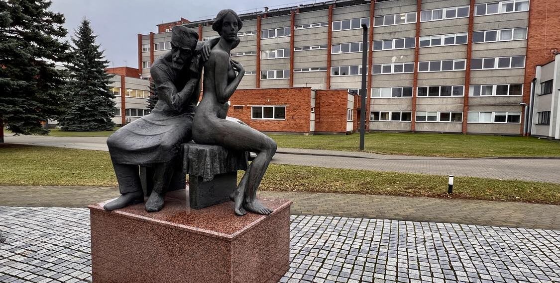 Ligoninė Vilkaviškyje pastatyta 1983 m., ją nuo pat įkūrimo pradžios puošia Juozo Blažaičio skulptūra „Pas gydytoją“.