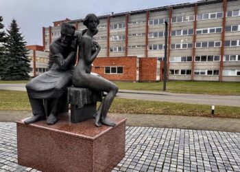 Ligoninė Vilkaviškyje pastatyta 1983 m., ją nuo pat įkūrimo pradžios puošia Juozo Blažaičio skulptūra „Pas gydytoją“.