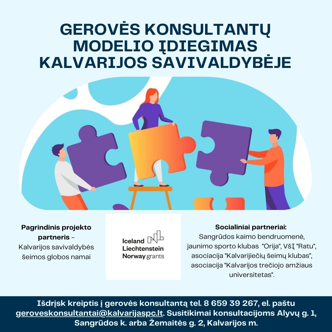 Įgyvendinamas projektas „Gerovės konsultantų modelio įdiegimas Kalvarijos savivaldybėje“