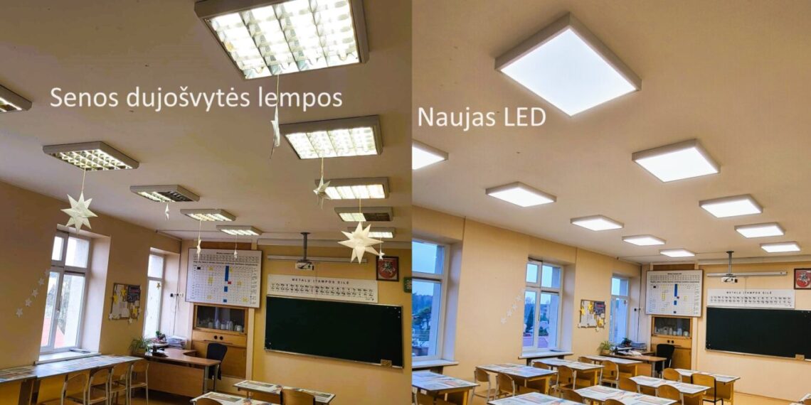 Diegiamas LED apšvietimas Kazio Griniaus gimnazijoje
