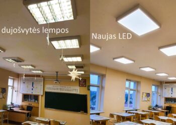 Diegiamas LED apšvietimas Kazio Griniaus gimnazijoje