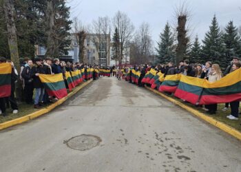 Nepriklausomybės simbolis iškeltas prie Šakių vandentiekio bokšto