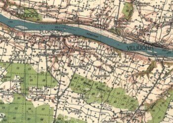 Tarpukario žemėlapio fragmentas su Plokščių miestelio koordinatėmis