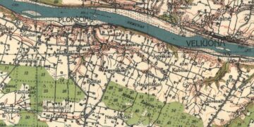 Tarpukario žemėlapio fragmentas su Plokščių miestelio koordinatėmis