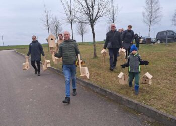 Penktadienio popietę Kalvarijos Karališkajame parke vyko inkilų kėlimo akcija
