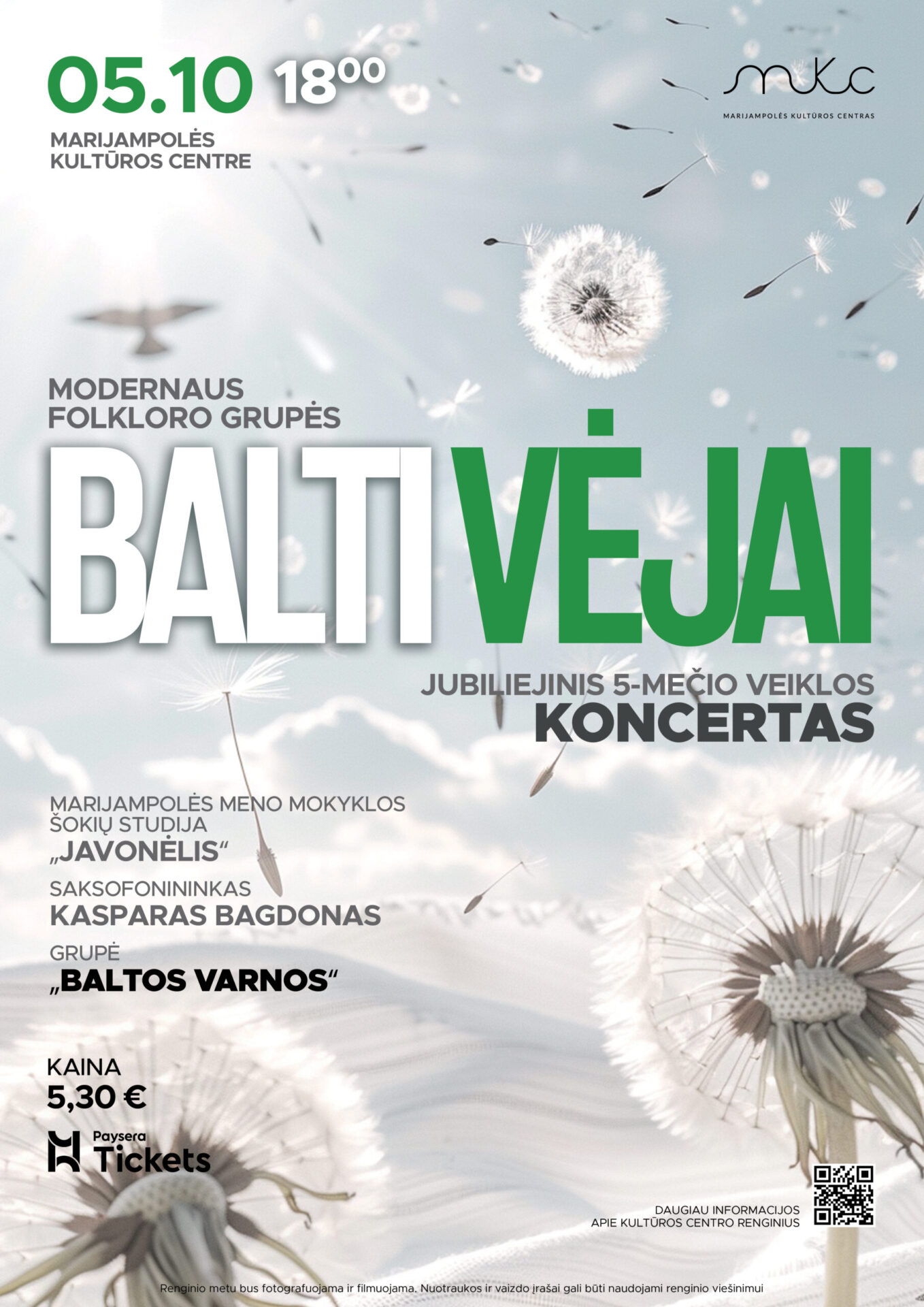 Modernaus folkloro grupės „Balti vėjai” 5-mečio veiklos koncertas