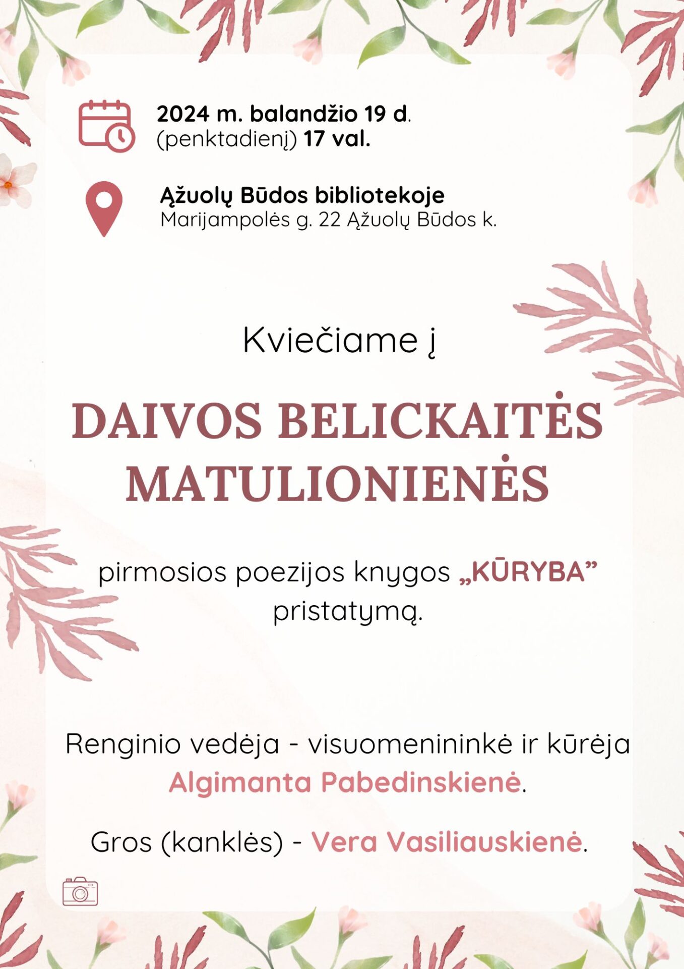 Daivos Belickaitės Matulionienės knygos pristatymas