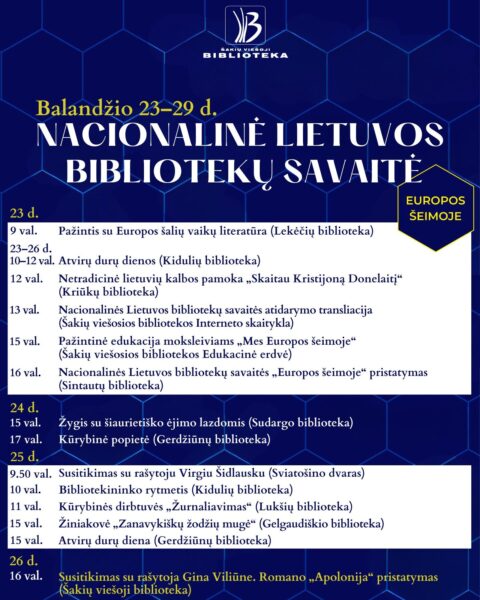 Nacionalinės Lietuvos bibliotekų savaitės renginiai Šakių rajone