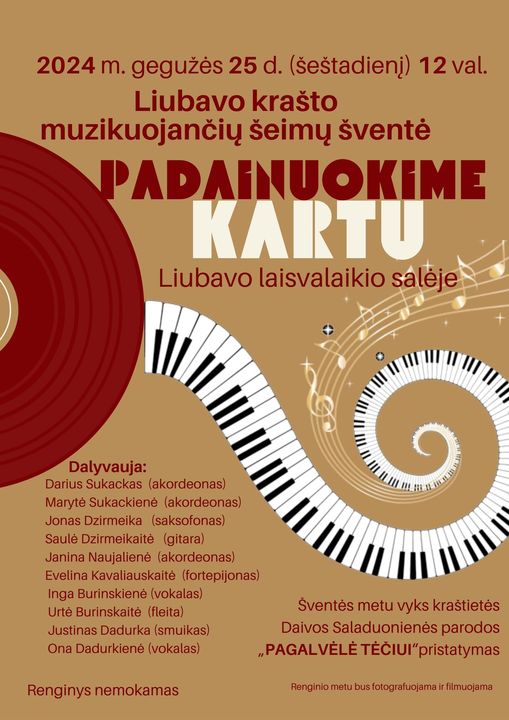 Liubavo krašto muzikuojančių šeimų šventė „Padainuokime kartu"