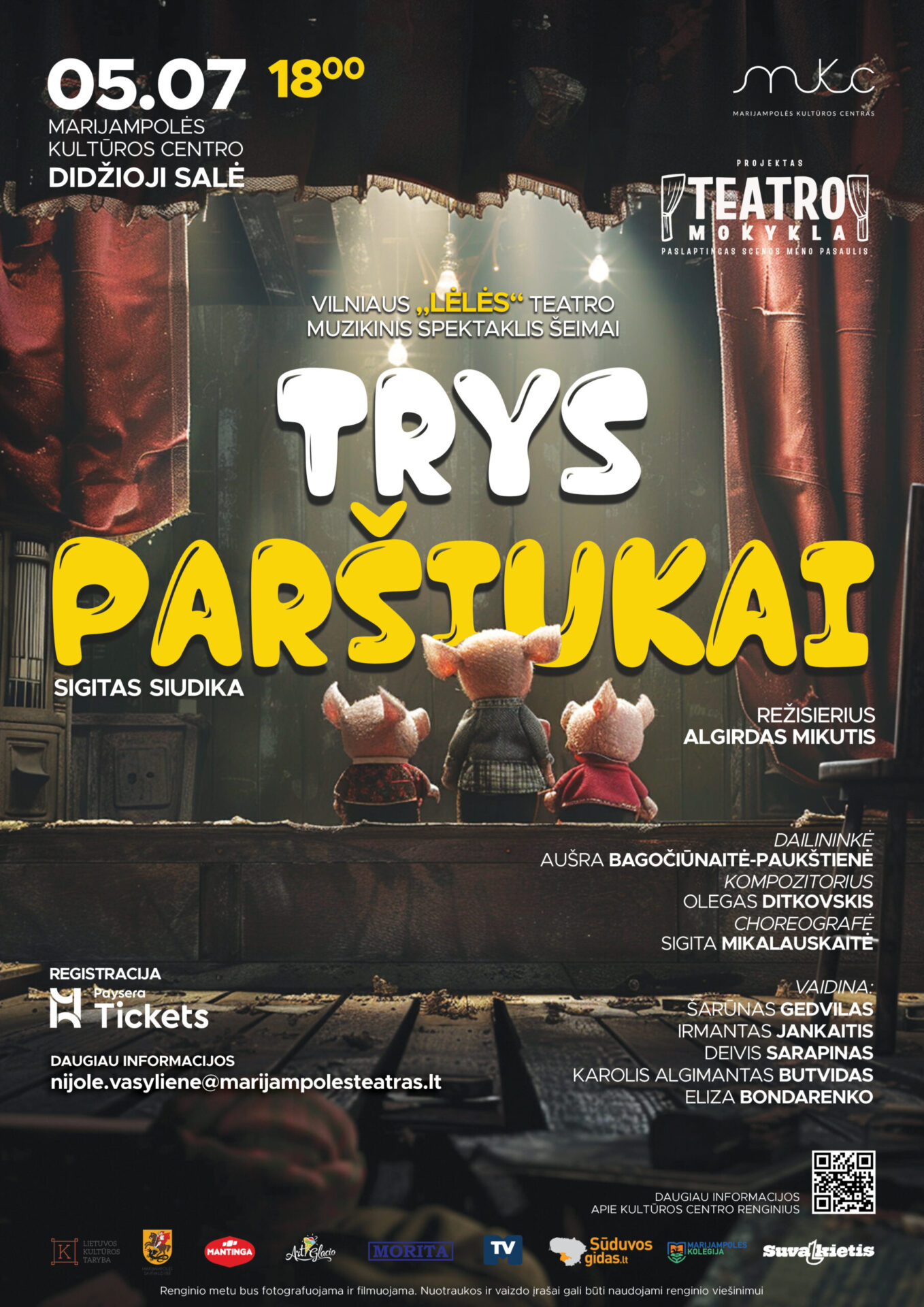 VILNIAUS „LĖLĖS“ TEATRO MUZIKINIS SPEKTAKLIS ŠEIMAI „TRYS PARŠIUKAI“ (rež. A. Mikutis)