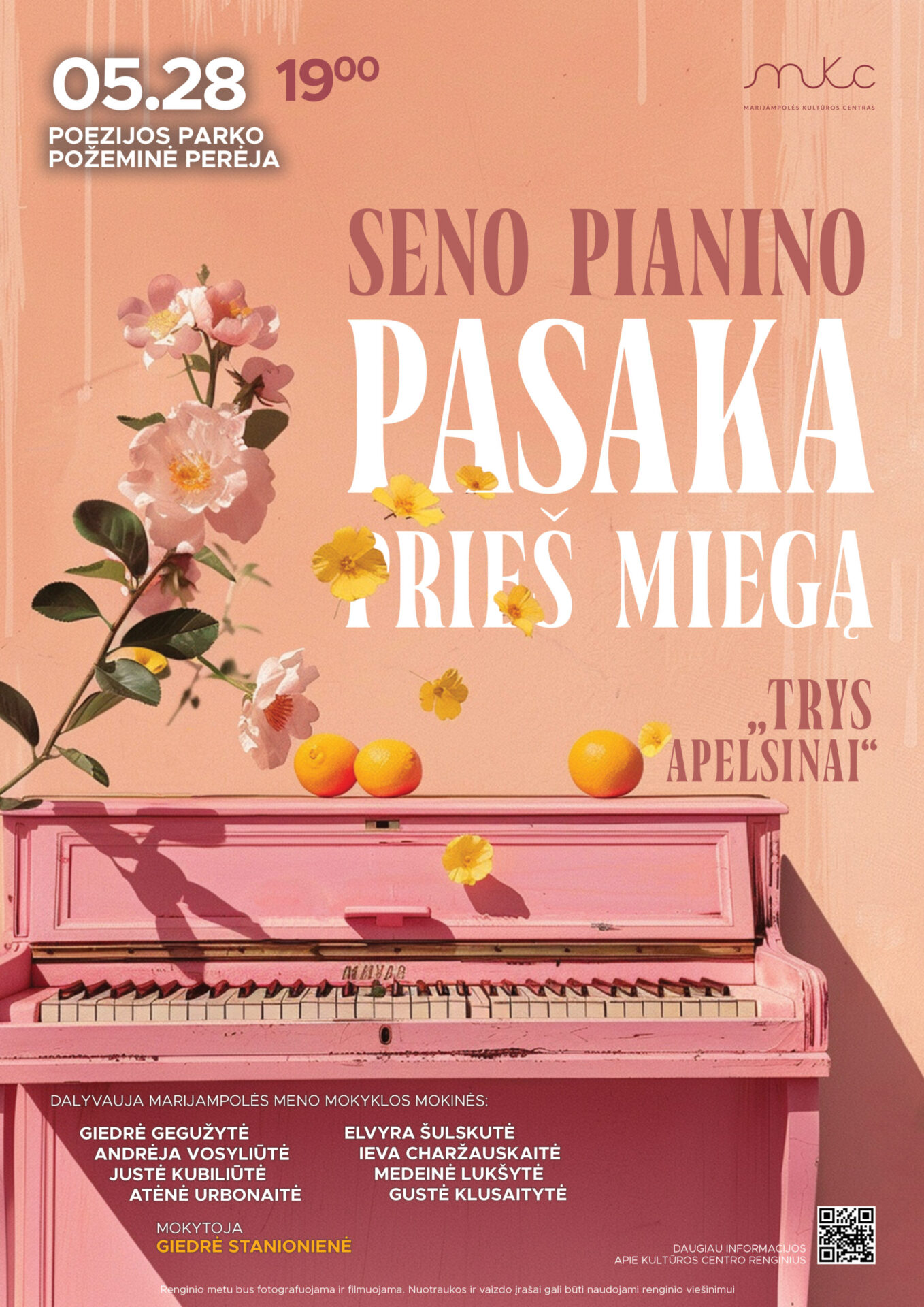 Parko pianino atidarymo renginys „Seno pianino pasaka prieš miegą”