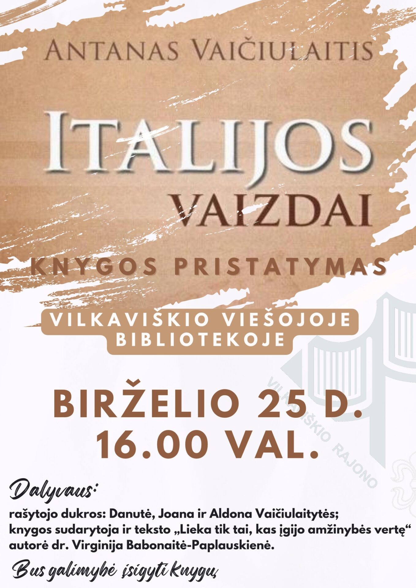 Antano Vaičiulaičio knygos „Italijos vaizdai“ pristatymas