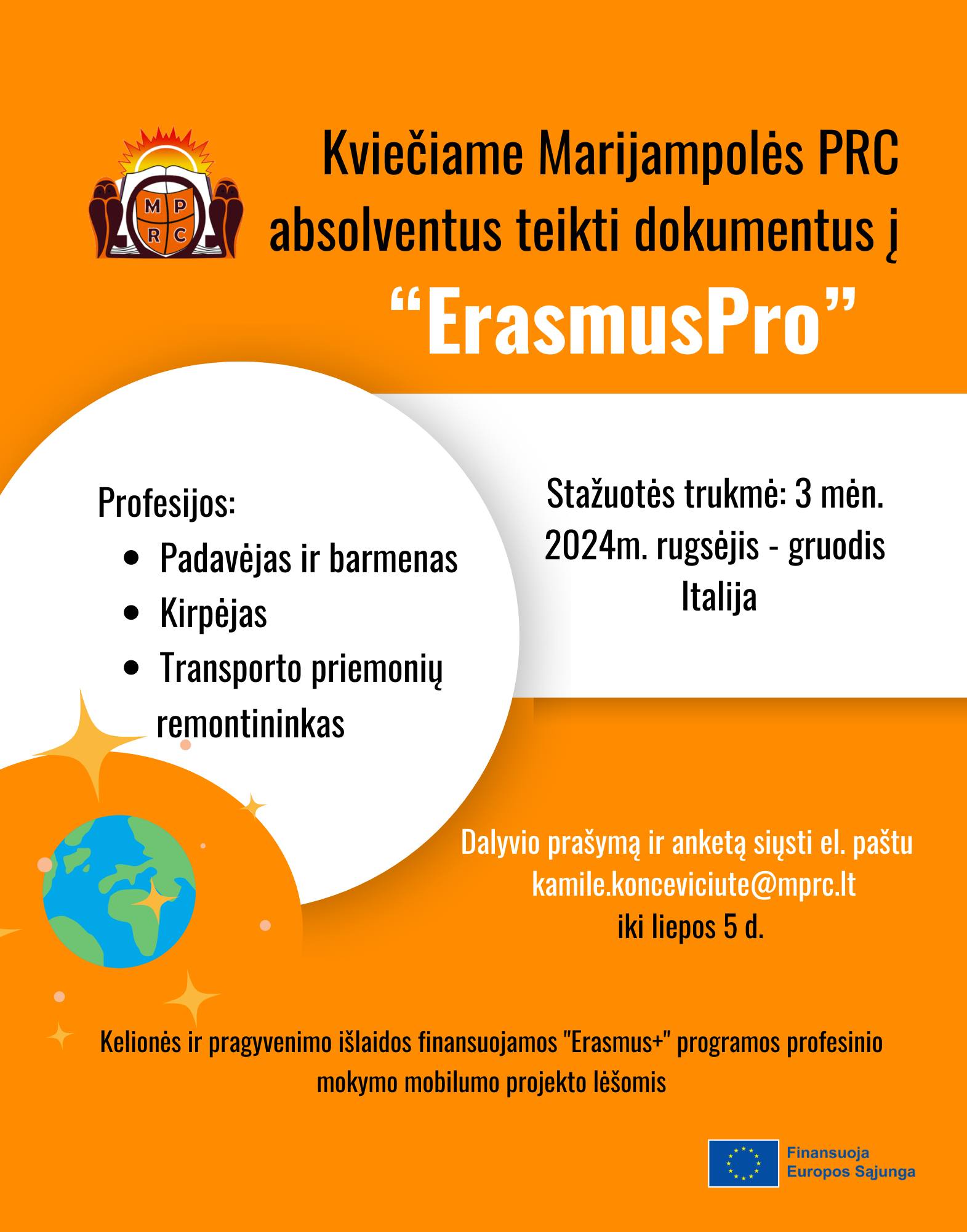 Kviečiama pasinaudoti „Erasmus+“ programa