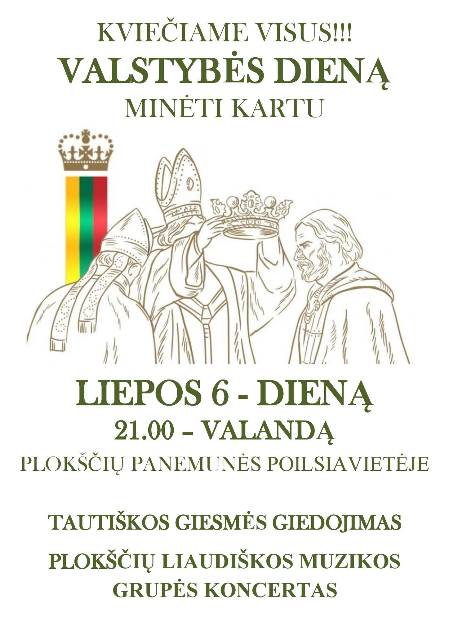 MINĖJIMAS, SKIRTAS VALSTYBĖS DIENAI. LIETUVOS HIMNO GIEDOJIMAS Plokščiuose