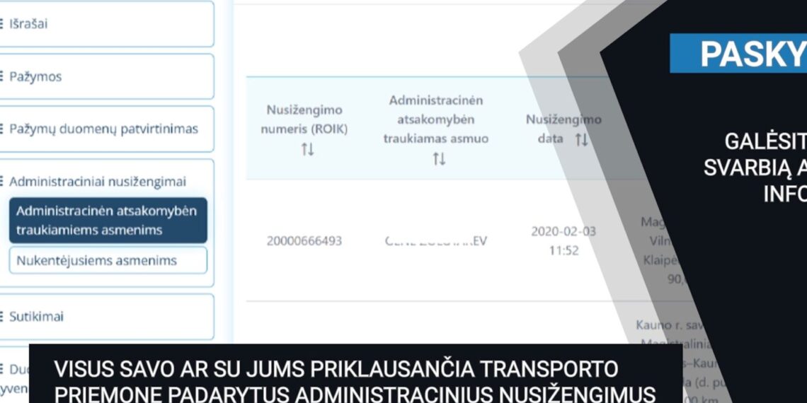 Vairuotojai apie nusižengimus gali sužinoti patogiau