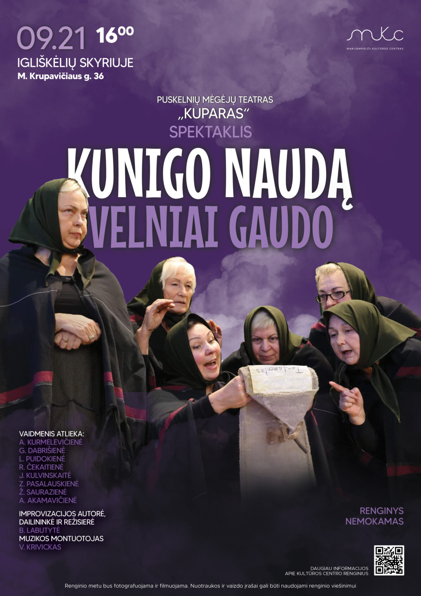 Puskelnių mėgėjų teatro „Kuparas” spektaklis „Kunigo naudą velniai gaudo” (rež. B. Labutytė) | Igliškėliai