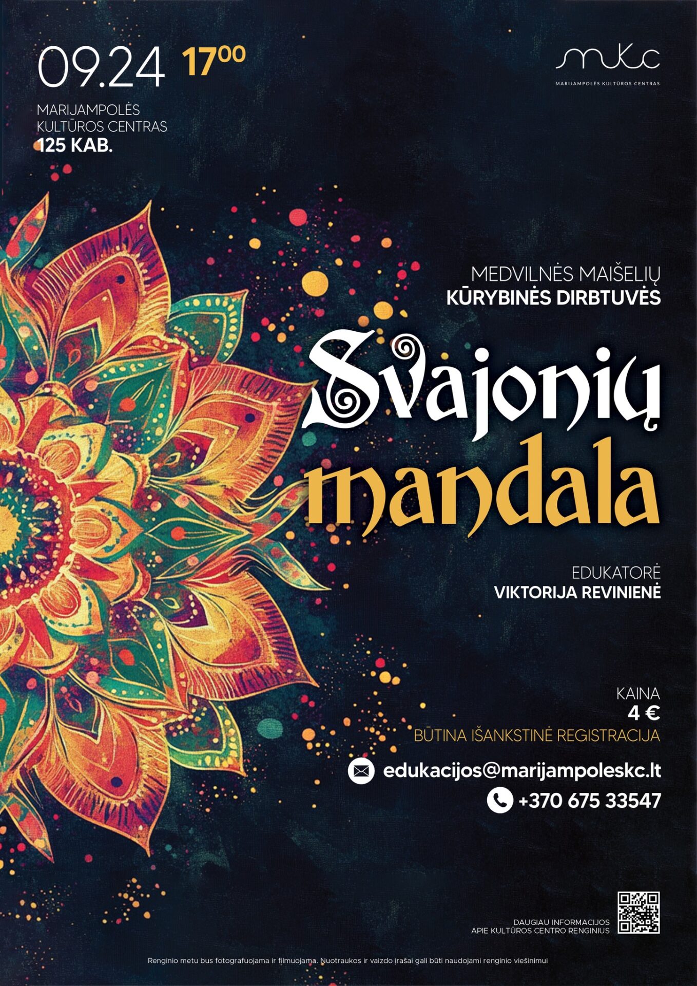 Medvilnės maišelių kūrybinės dirbtuvės „SVAJONIŲ MANDALA“