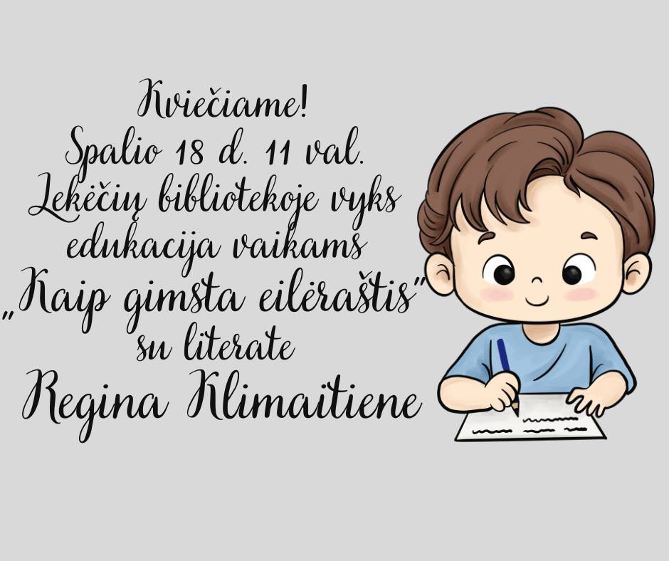 Edukacija vaikams „Kaip gimsta eilėraštis“ su literate Regina Klimaitiene