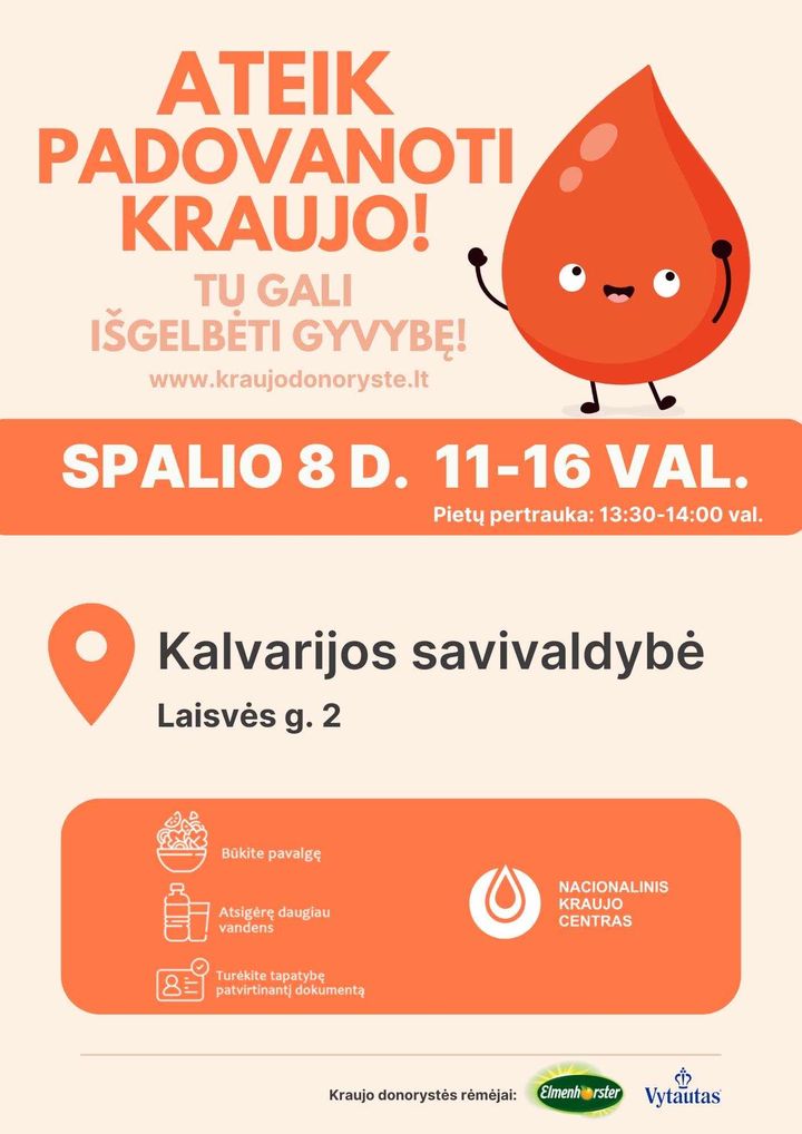 Kraujo donorystės akcija Kalvarijoje