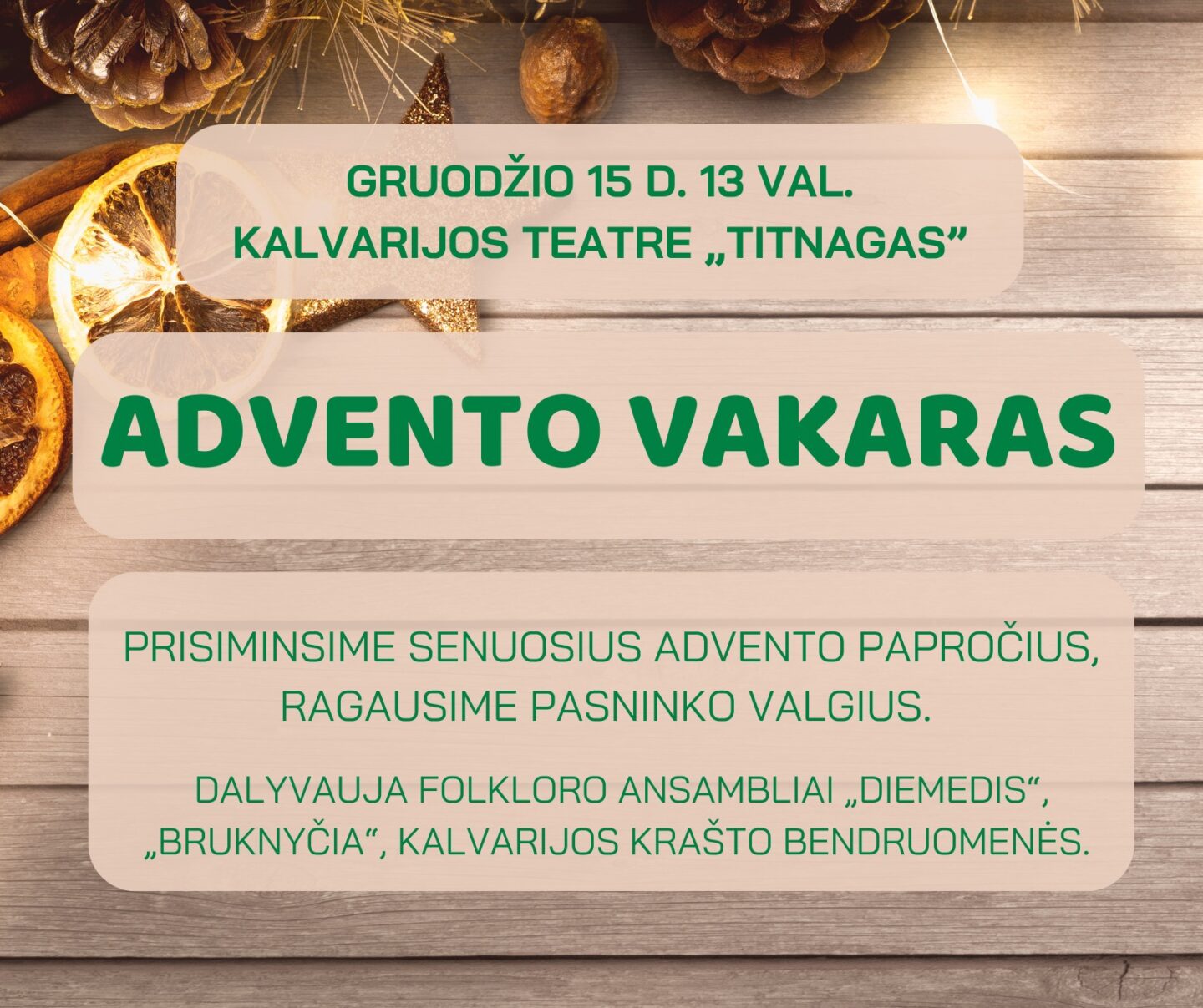 Advento vakaras Kalvarijos teatre „Titnagas“