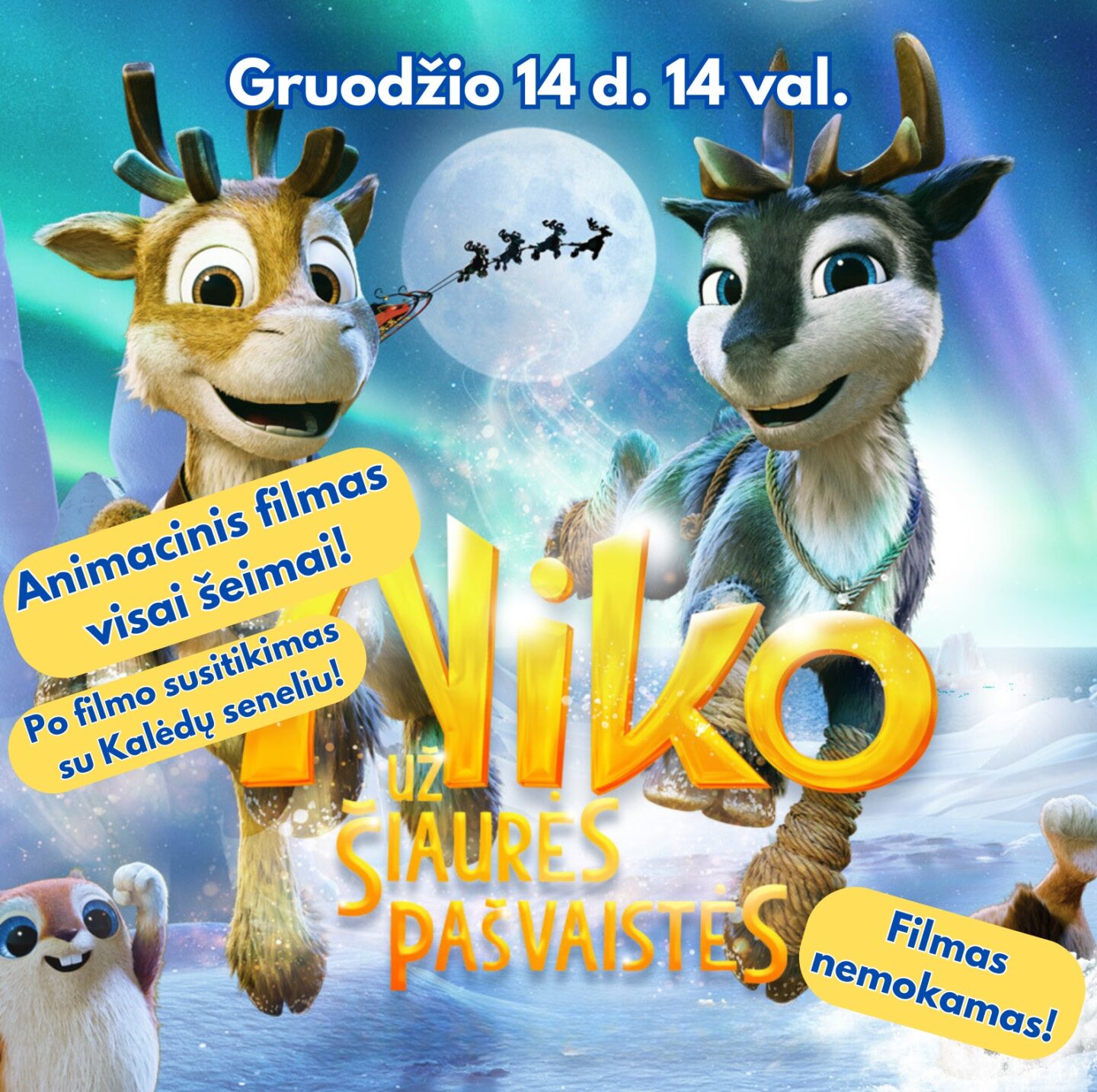 Animacinis filmas vaikams „Niko. Už šiaurės pašvaistės“