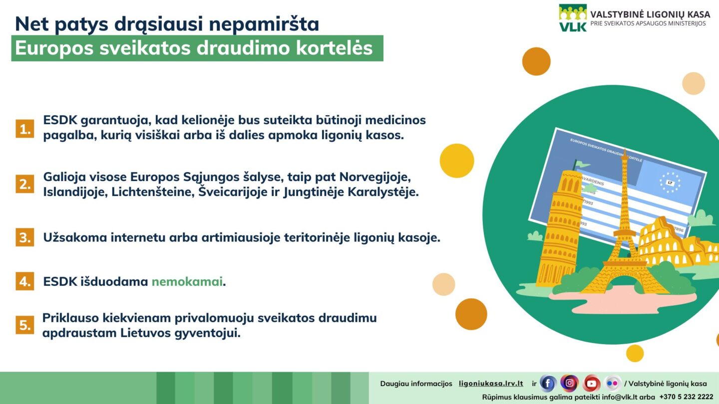 Net patys drąsiausi nepamiršta Europos sveikatos draudimo kortelės 