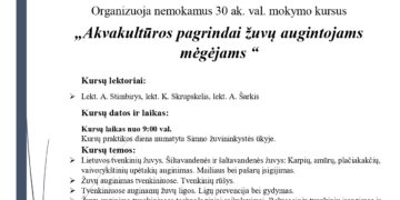 Mokymai „Akvakultūros pagrindai žuvų augintojams mėgėjams“