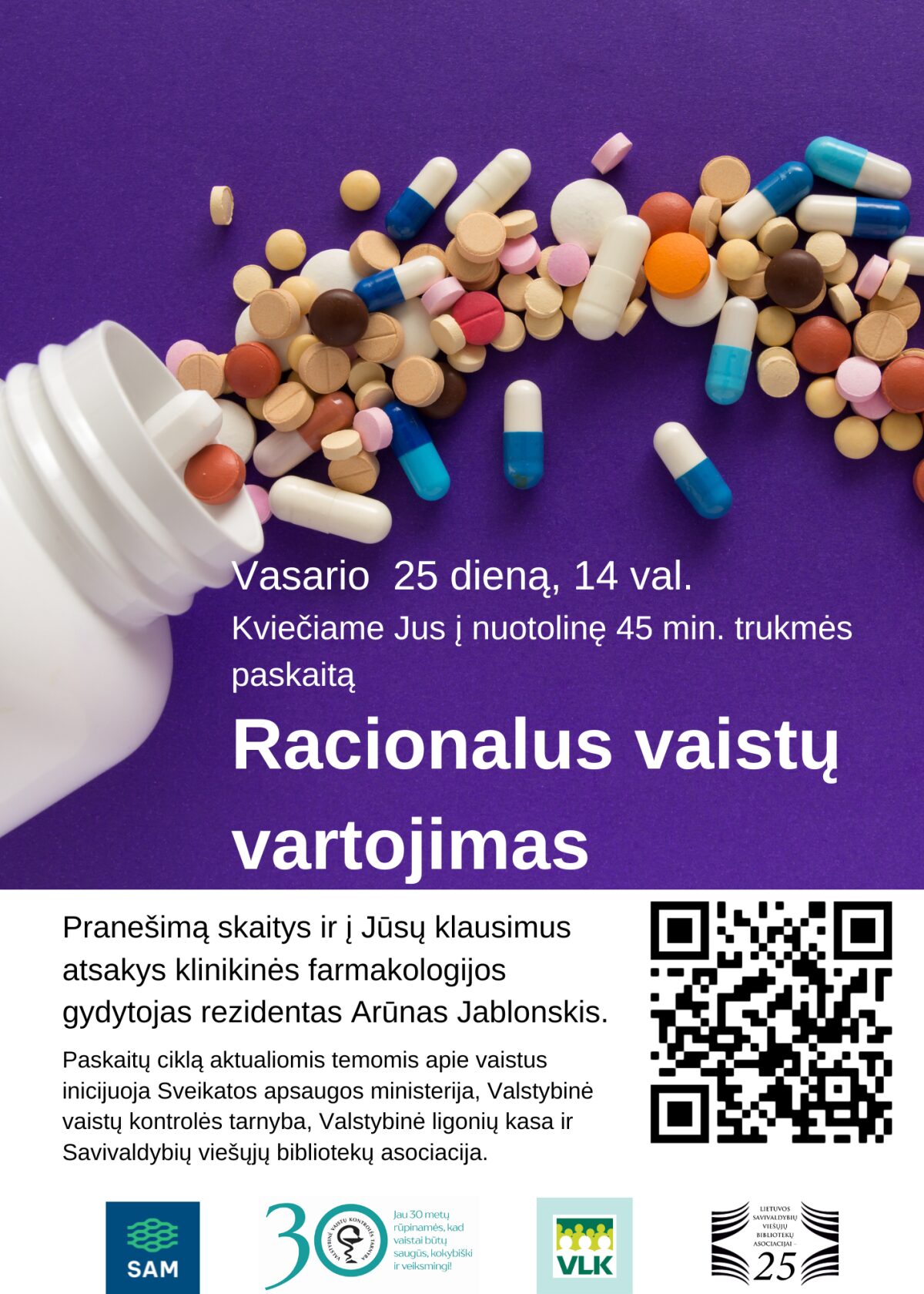 Nuotolinė paskaita „Racionalus vaistų vartojimas“