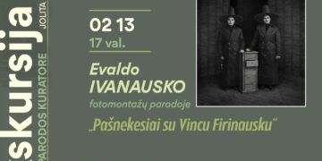 Ekskursija Evaldo Ivanausko fotomontažų parodoje „Pašnekesiai su Vincu Firinausku"