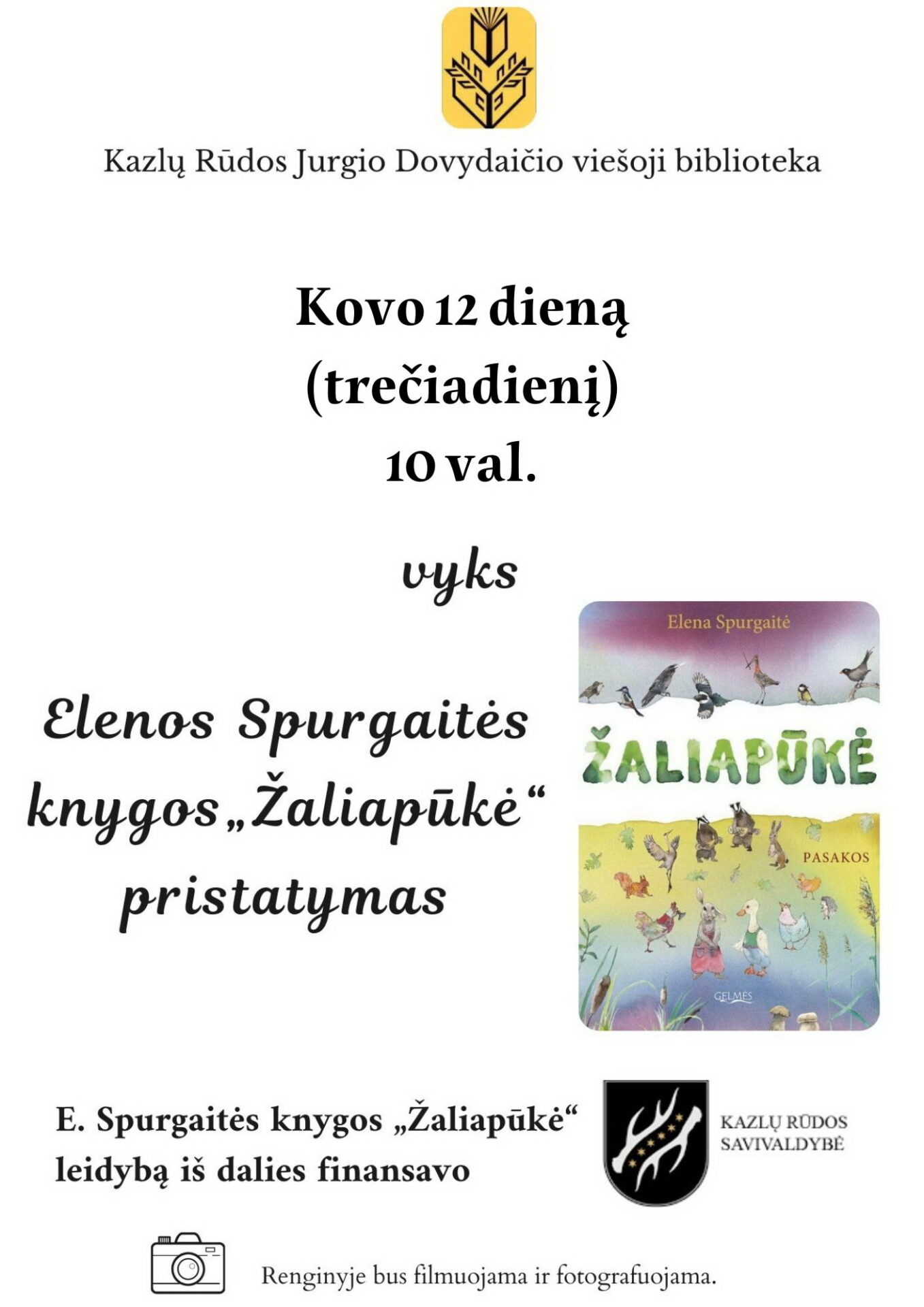 Elenos Spurgaitės knygos „Žaliapūkė“ pristatymas