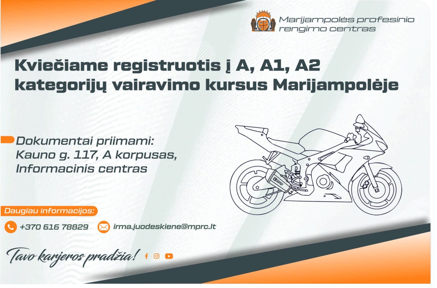 Rengiami A, A1 ir A2 kategorijų vairavimo kursai