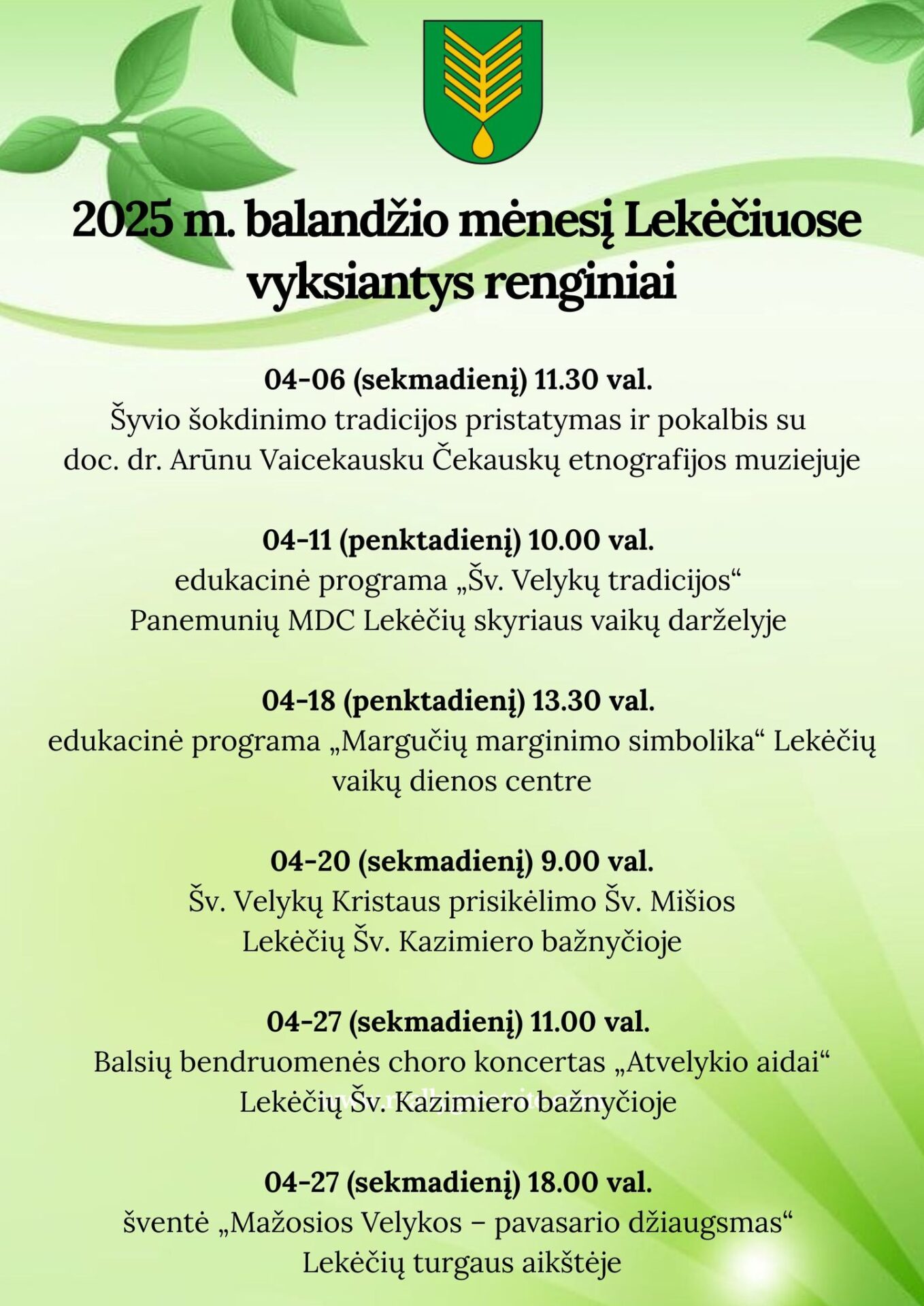 Renginiai Lekėčiuose. Balandis 2025 / organizatorių nuotr.
