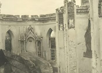 Igliaukos šventovės griuvėsiai pirmojo karo metu 1916 m.